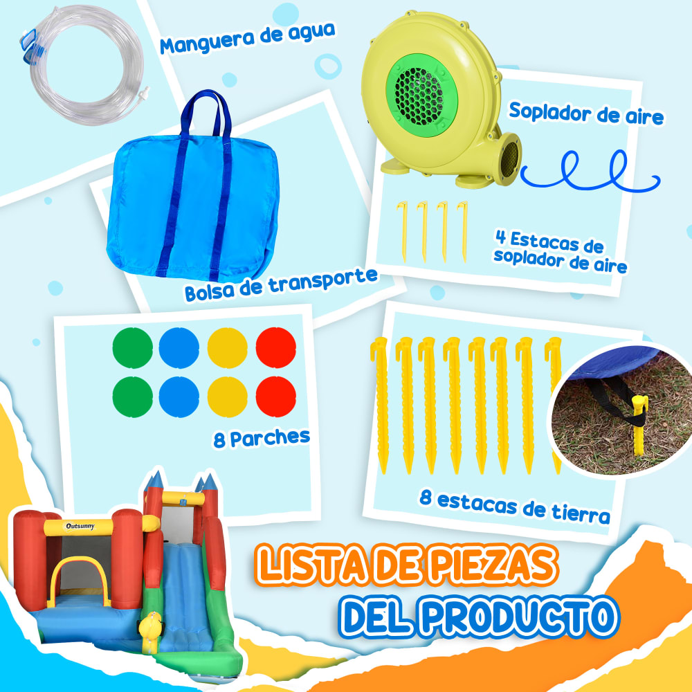 Outsunny - Castillo hinchable 5 en 1 selva | Castillos Hinchables