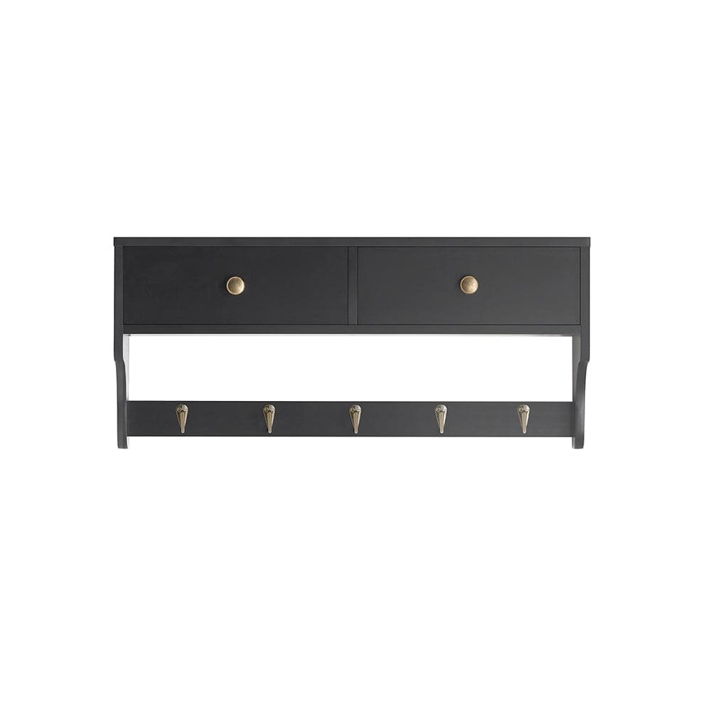 MAYJOYDIY Porte Manteau Mural HOME En Métal Noir - 5 Crochets Pour Clés, Vêtements & Entrée - 12x25cm
