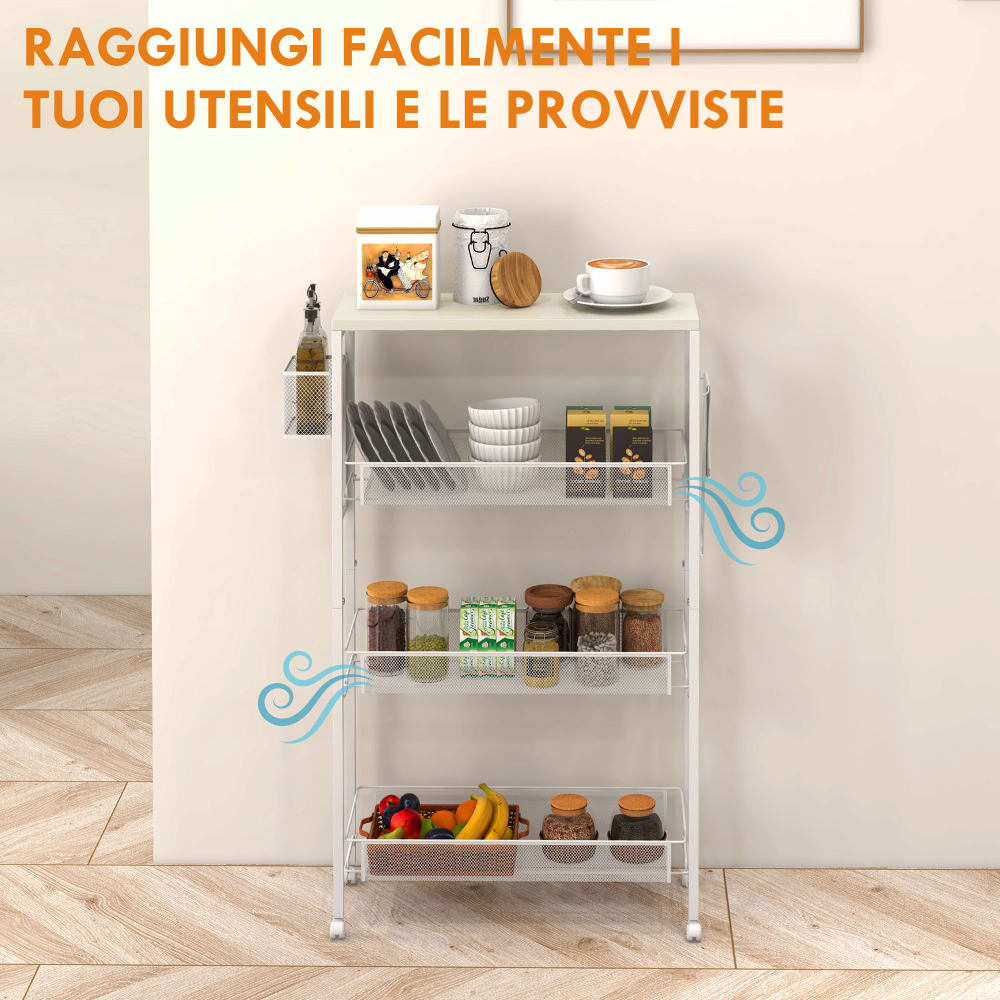 Scaffale Da Cucina A 5 Livelli HOMCOM - Acciaio Inox, 13 Altezze Regolabili, Portata 50 Kg A Ripiano, Argento