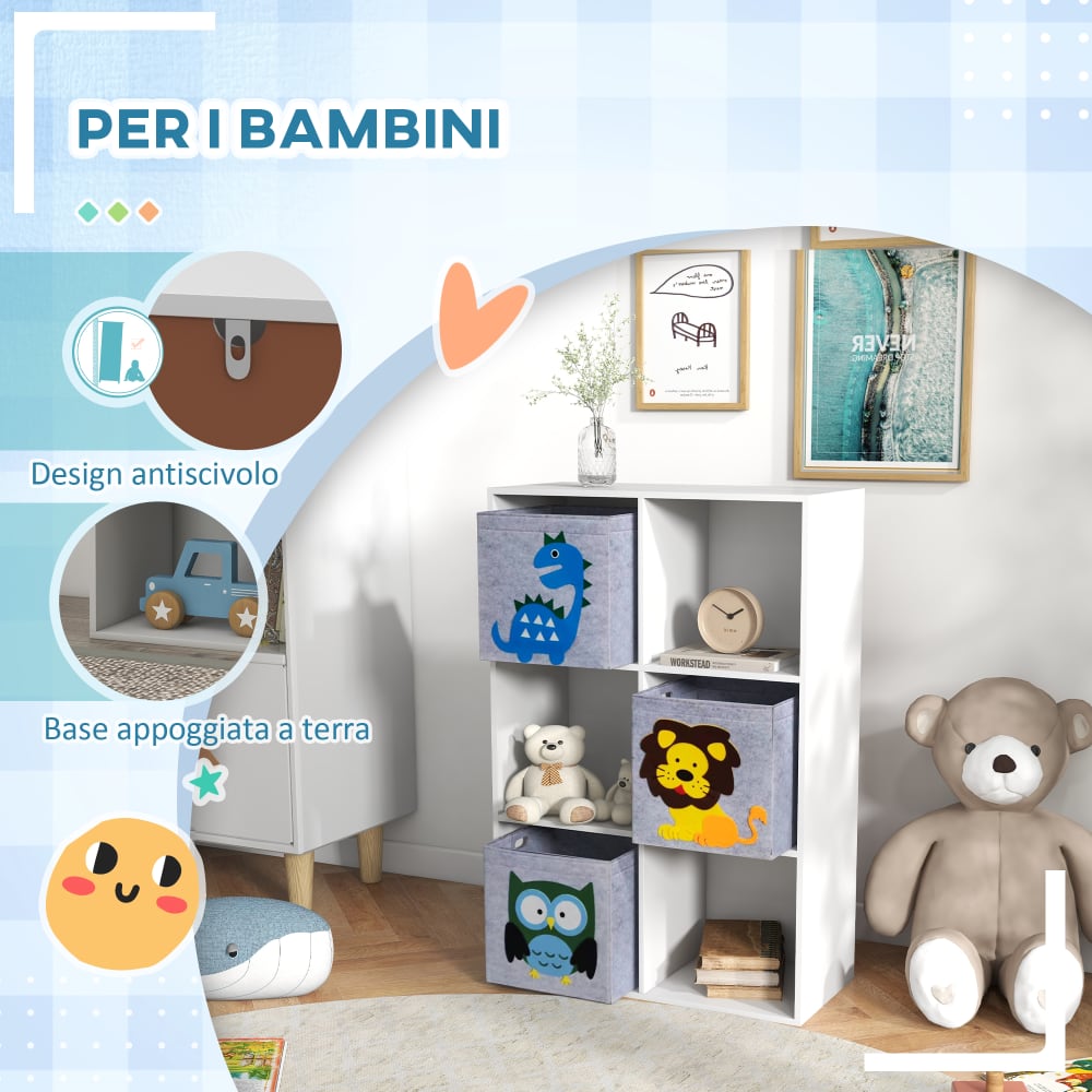 Scaffale Portagiochi Relaxdays Con Motivo Mostri, 9 Box In Stoffa, Multicolore, Per Cameretta Bambini