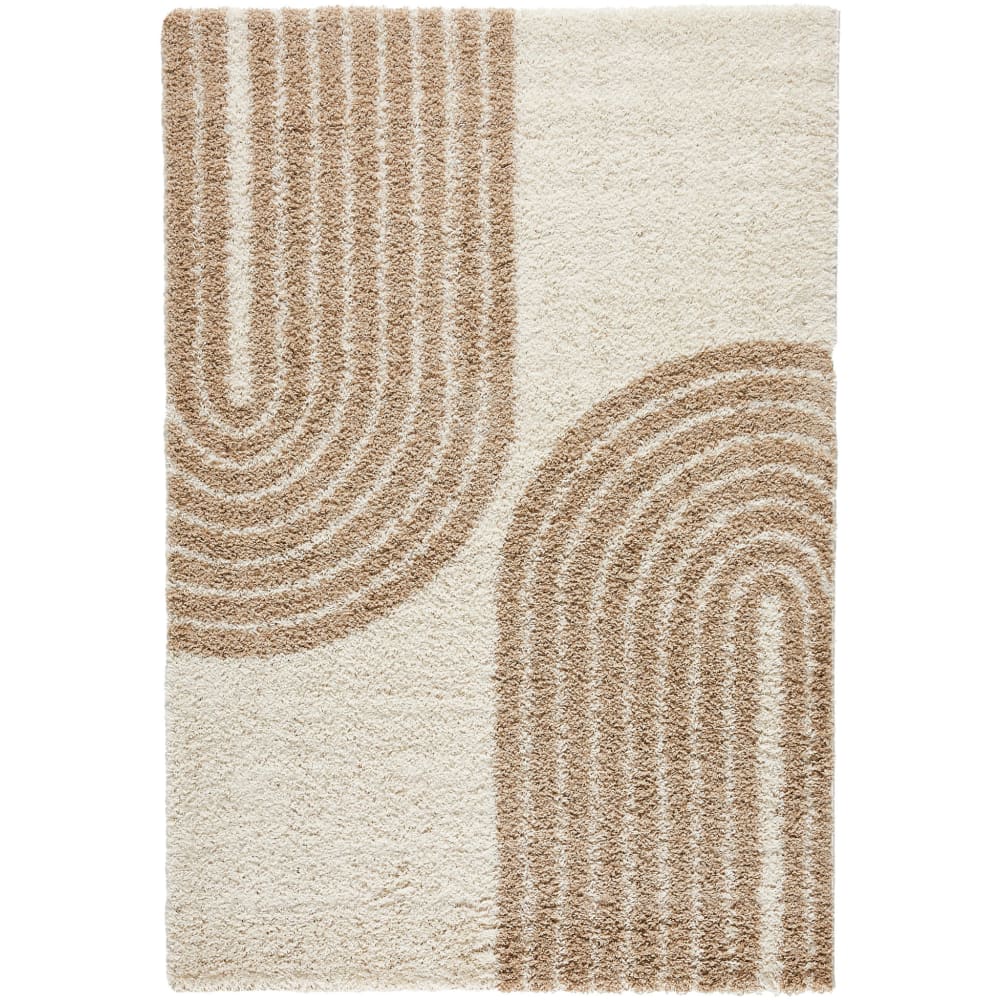 Langer Shaggy-Teppich mit halbmondartigem Muster - Beige - 80x140 cm Olympe