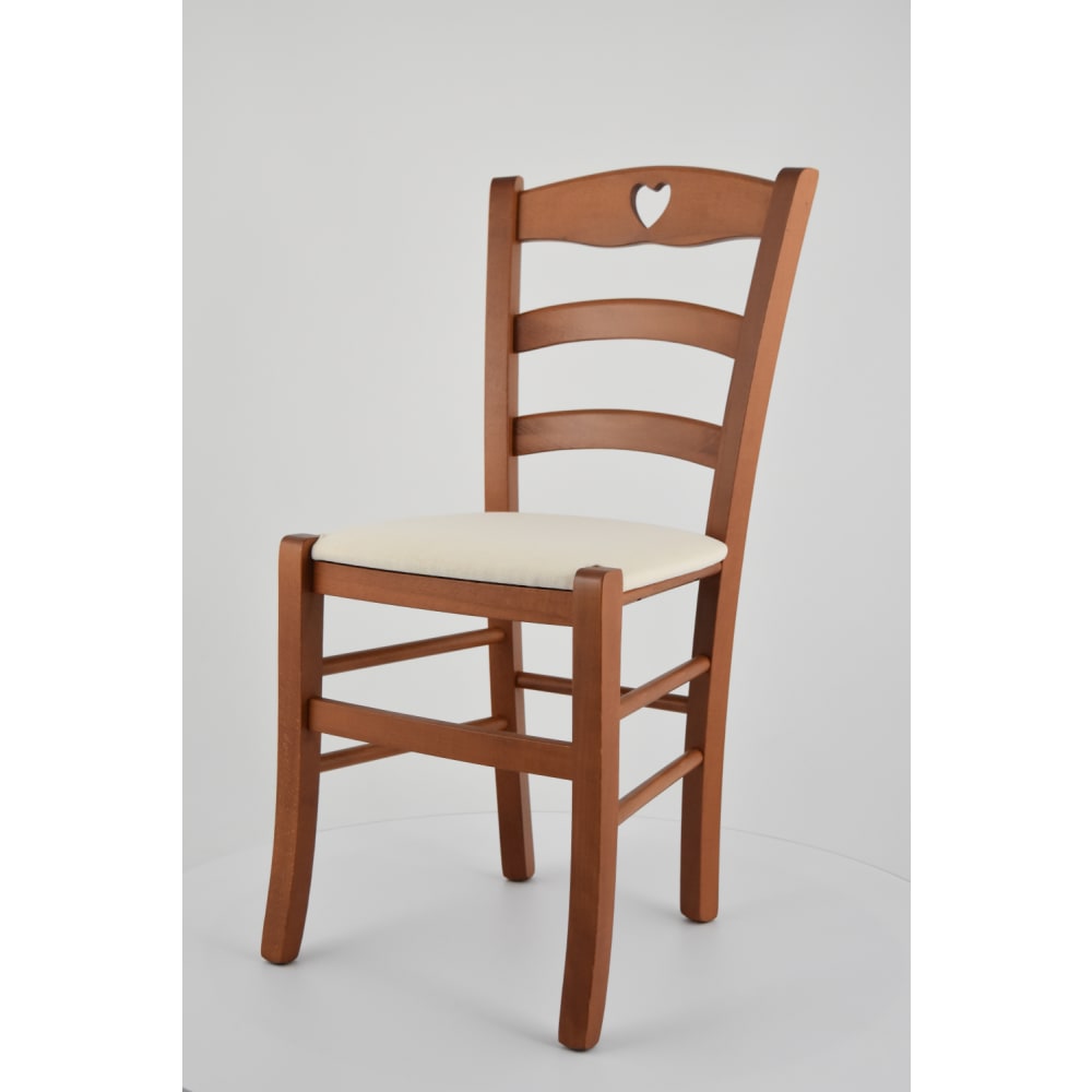 Chaise En Bois OMINO – Assise Ronde, Couleur Cerisier Clair (neuf)