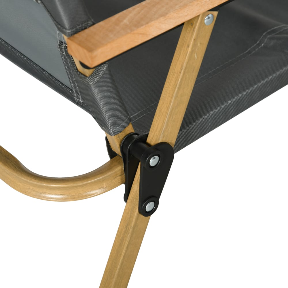 Outsunny Chaise Pliante De Camping Et Pêche – Tissu Oxford 600D, Structure Acier, Accoudoirs Bois, Noir – 54x59x78 Cm, 130 Kg Max