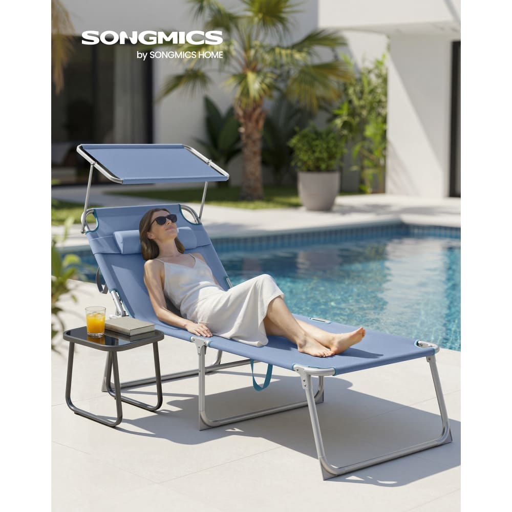 Chaise Longue Pliante Chaise De Jardin En Bois Chaise Longue Pliante Chaise De Camping Plage Bleu Blanc Avec Mains Courantes 90386111