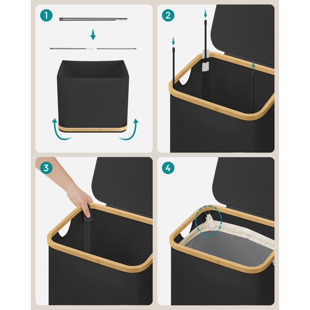 Panier à Linge | Panier à Vêtements Et Roulettes RANA 45x45x64 Cm Bois Massif De Pin Cfw252733 94089738