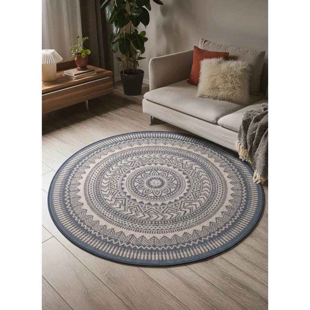 In- & Outdoor-Teppich blau D 120 rund Metro