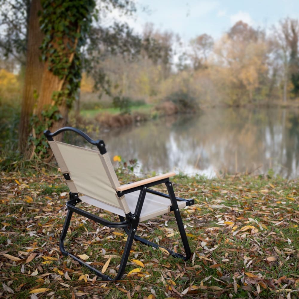 Chaise De Camping Pliable Homecall – Format XXL, Structure Acier, 150 Kg, Noir/crème – Avec Sac De Transport Et Poignée