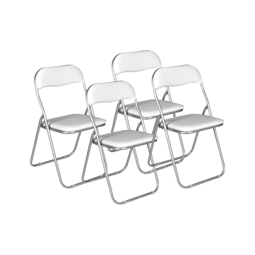 Lot De 4 Chaises Pliantes En Velours Côtelé - Structure Acier - Charge 120 Kg - Pour Salle à Manger, Bureau, Maison - 1