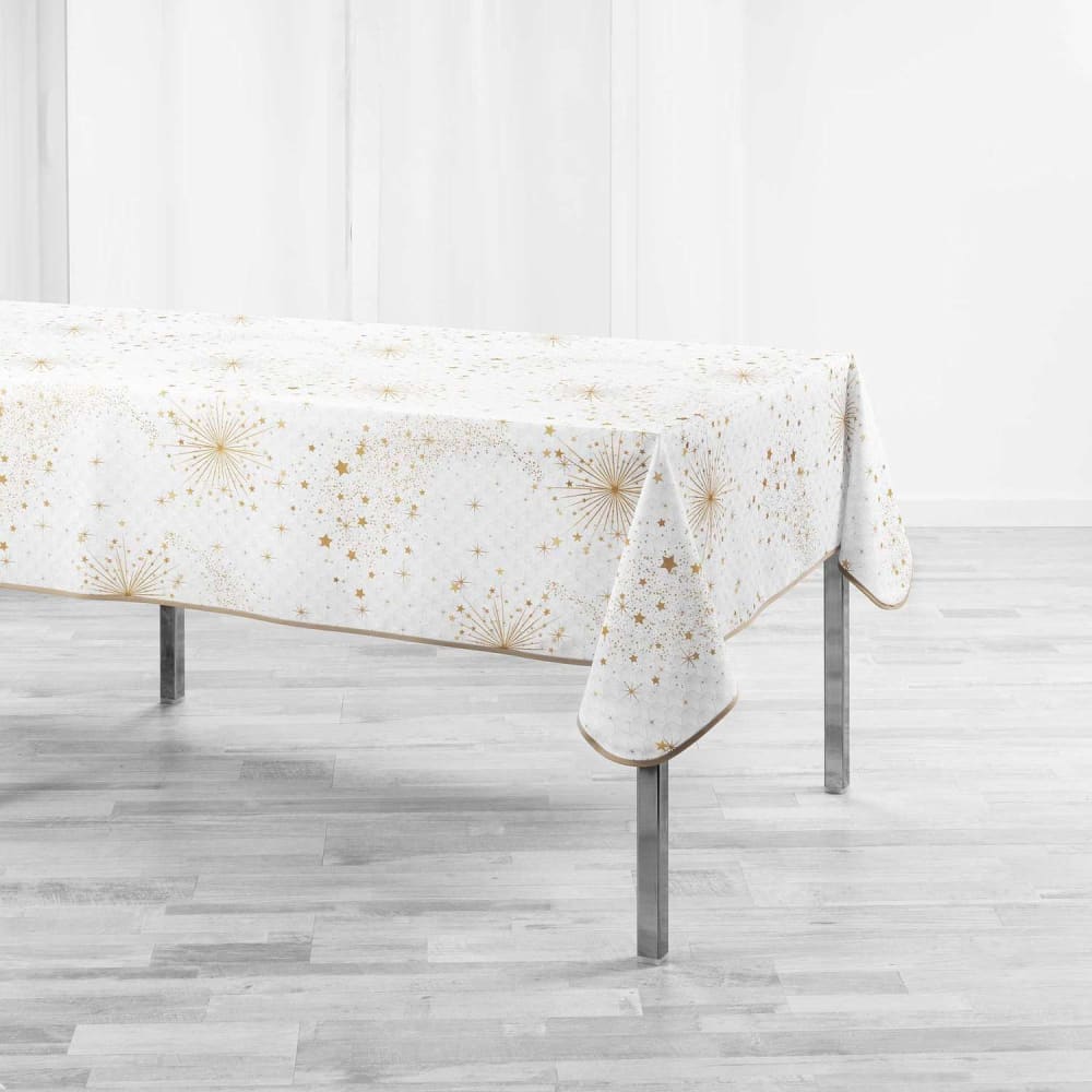 Nappe Festive Lurex Dorée Et Crème – Rectangle 150x240 Cm, Entretien Facile, Anti-taches - 2