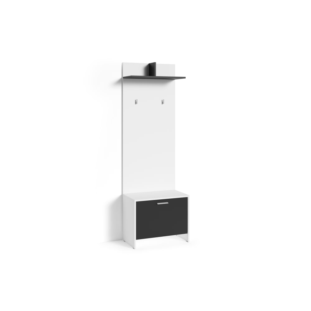 Schuhschrank mit Klappe, B 60, H 48, T 35 cm, weiß-schwarz Ben