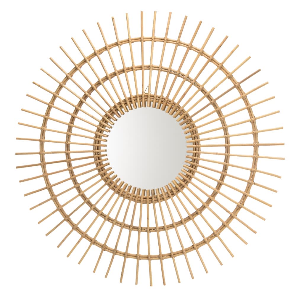 Espejo redondo con forma de sol de ratán de D. 100 cm Kally | Maisons du  Monde