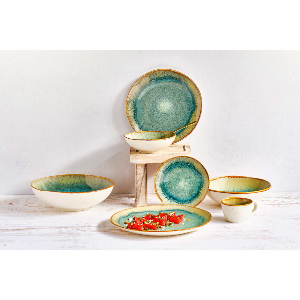 Cosy & Trendy Lot De 6 Assiettes Plates Porcelaine Brindisi Sea D26cm - Blanc Bleu Mer, Résistantes