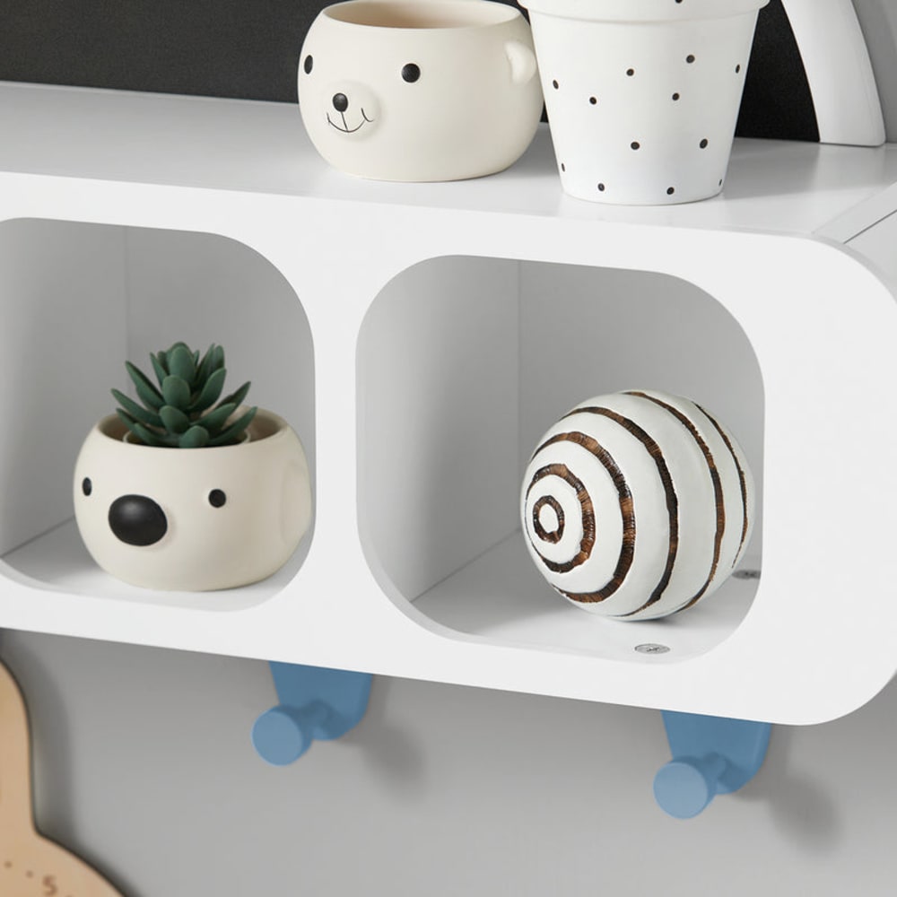 Miroytengo Appendiabiti Per Bambini A Forma Di Asino – Bianco – Con Asta E Ripiano – 60x114x30 Cm – Melamina – Organizer Camera