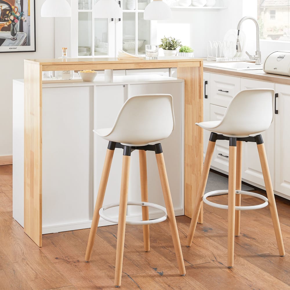 Isola Cucina Espandibile Su Ruote Con Piano Pieghevole, Cassetti E Scomparto Rifiuti – Bianco, 131x40-70x93 Cm
