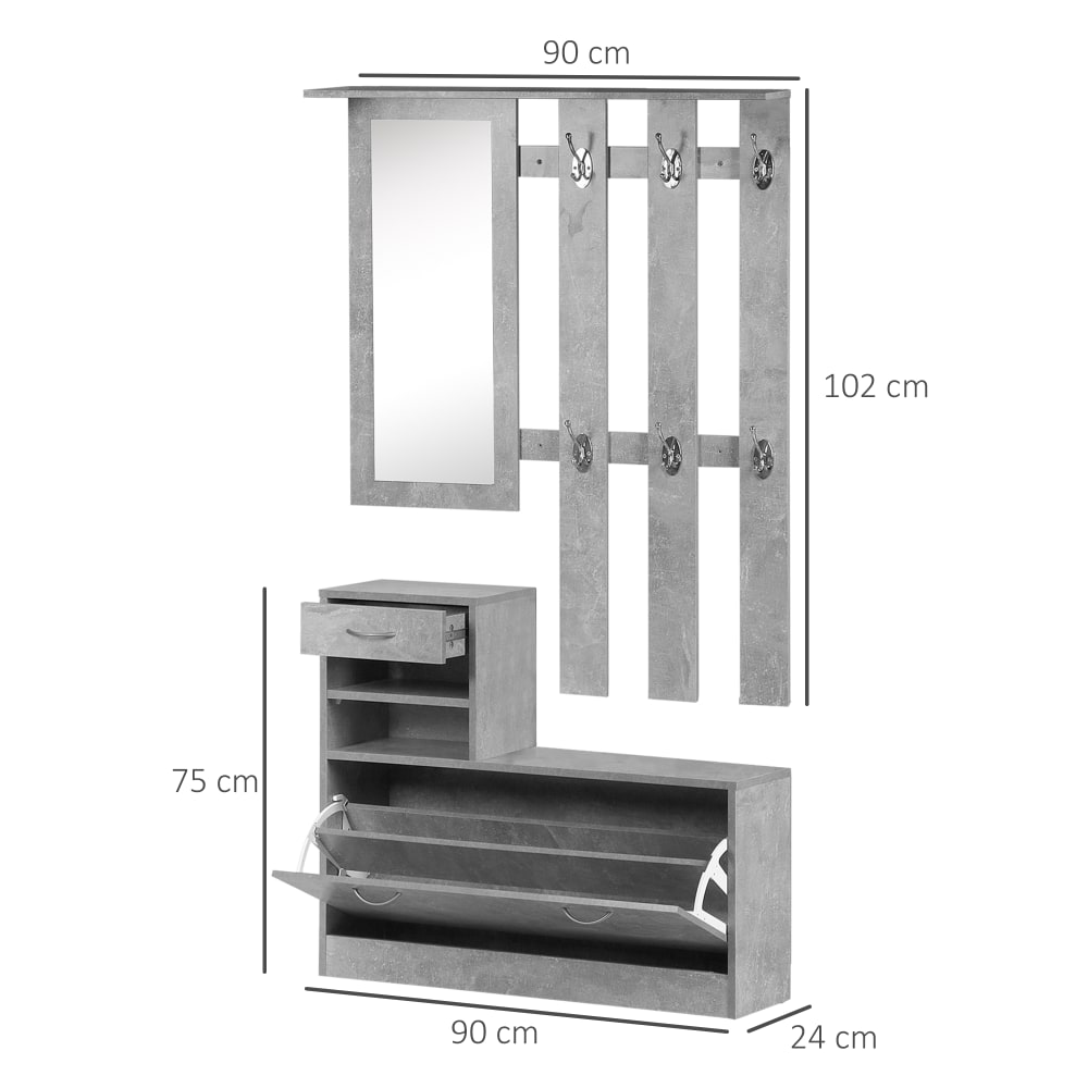 Appendiabiti Con Scarpiera 5 Livelli E 8 Ganci – 171x60x25 Cm, Nero, Per Ingresso E Corridoio, Facile Da Montare