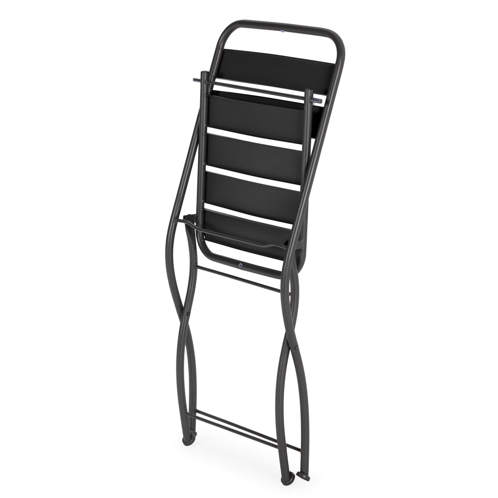 Lot De 2 Chaises De Jardin Pliantes En Métal Noir - Chaise Bistrot Extérieur Balcon Et Patio