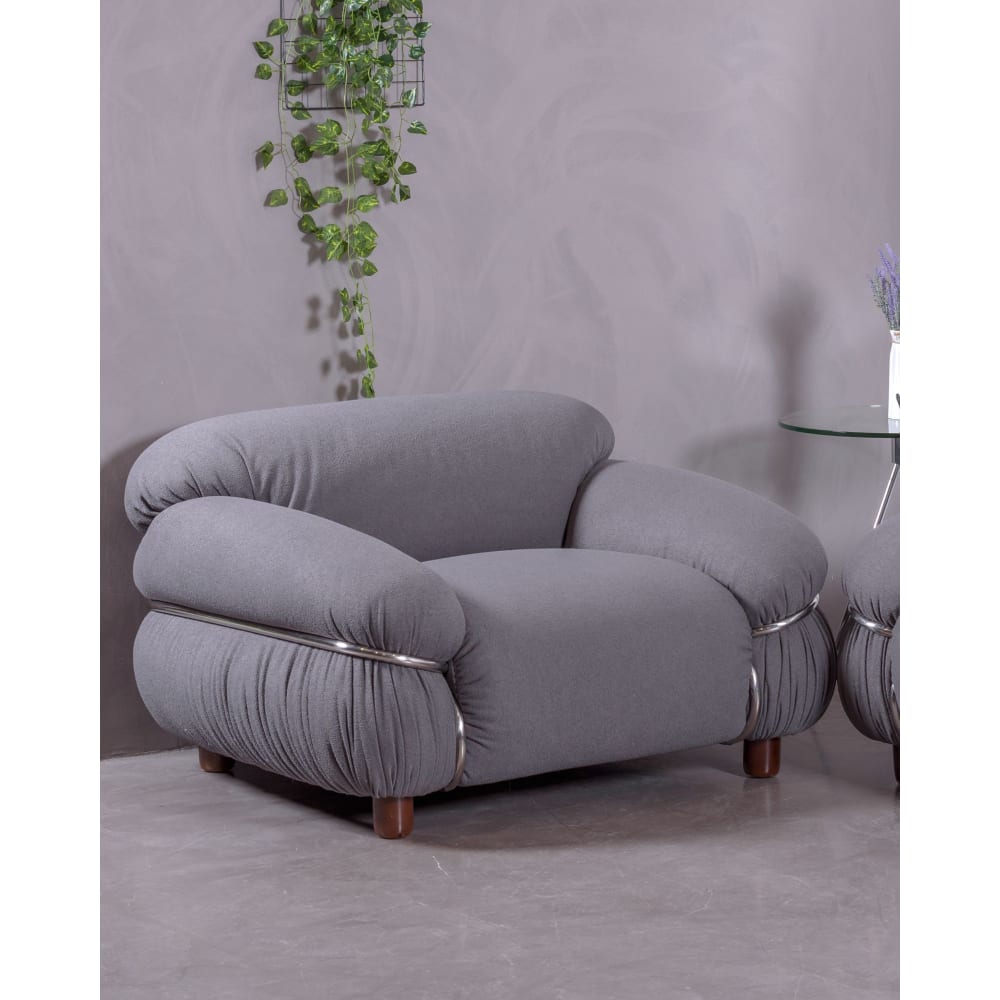 Einsitzer-Sofa, gepolstert mit Sherpa-Stoff, grau Olympia