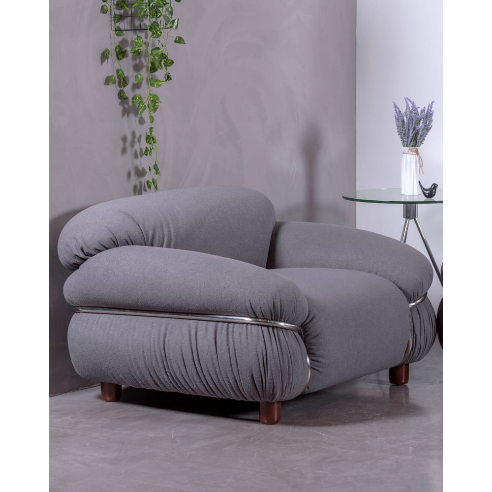 Einsitzer-Sofa, gepolstert mit Sherpa-Stoff, grau Olympia