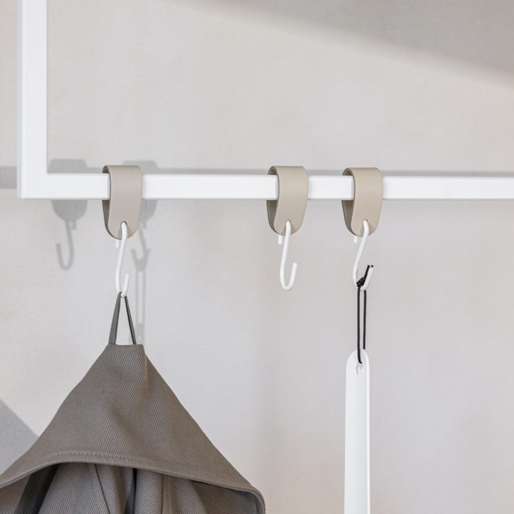 6er Set Garderobenhaken S-Haken, beige/weiß