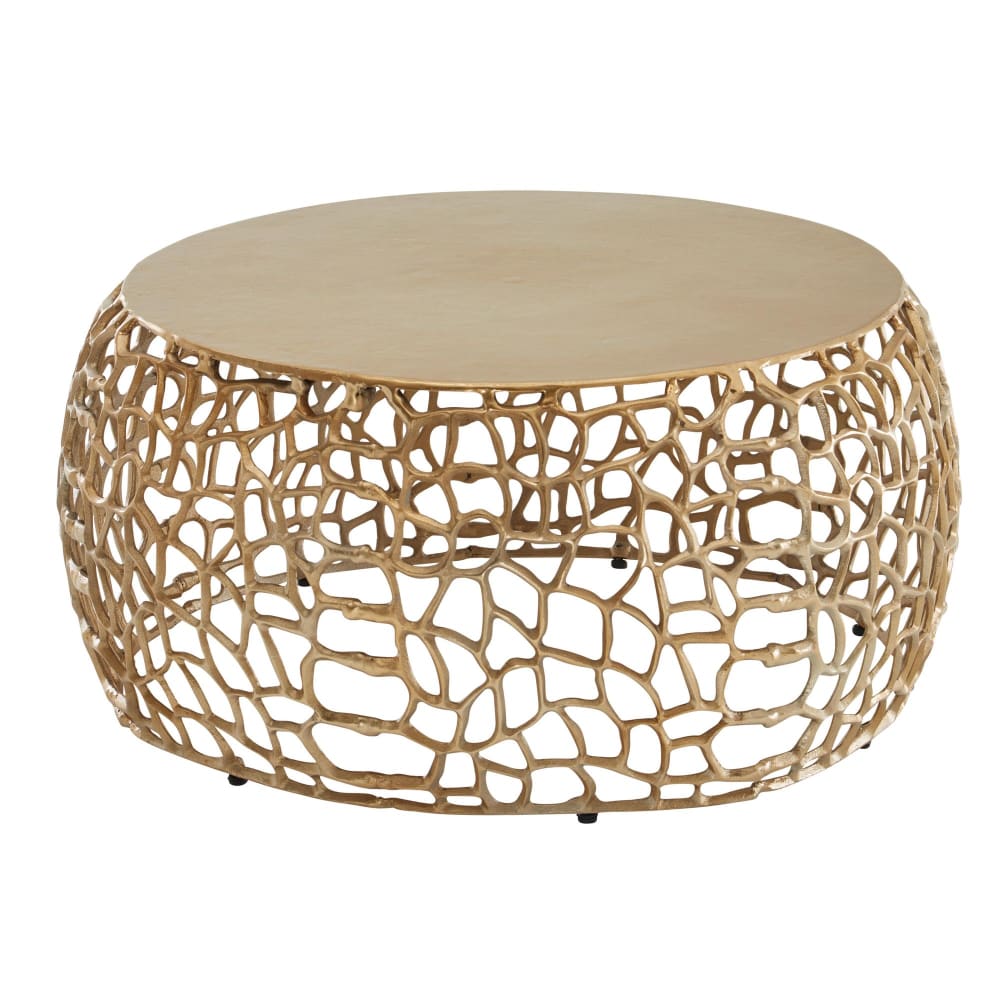 Couchtisch rund aus Metall, Gold