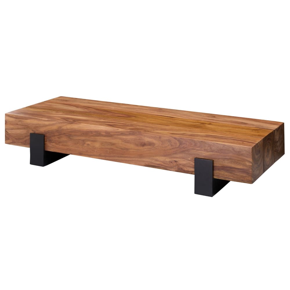 Couchtisch schlicht aus Sheesham Massivholz, Braun