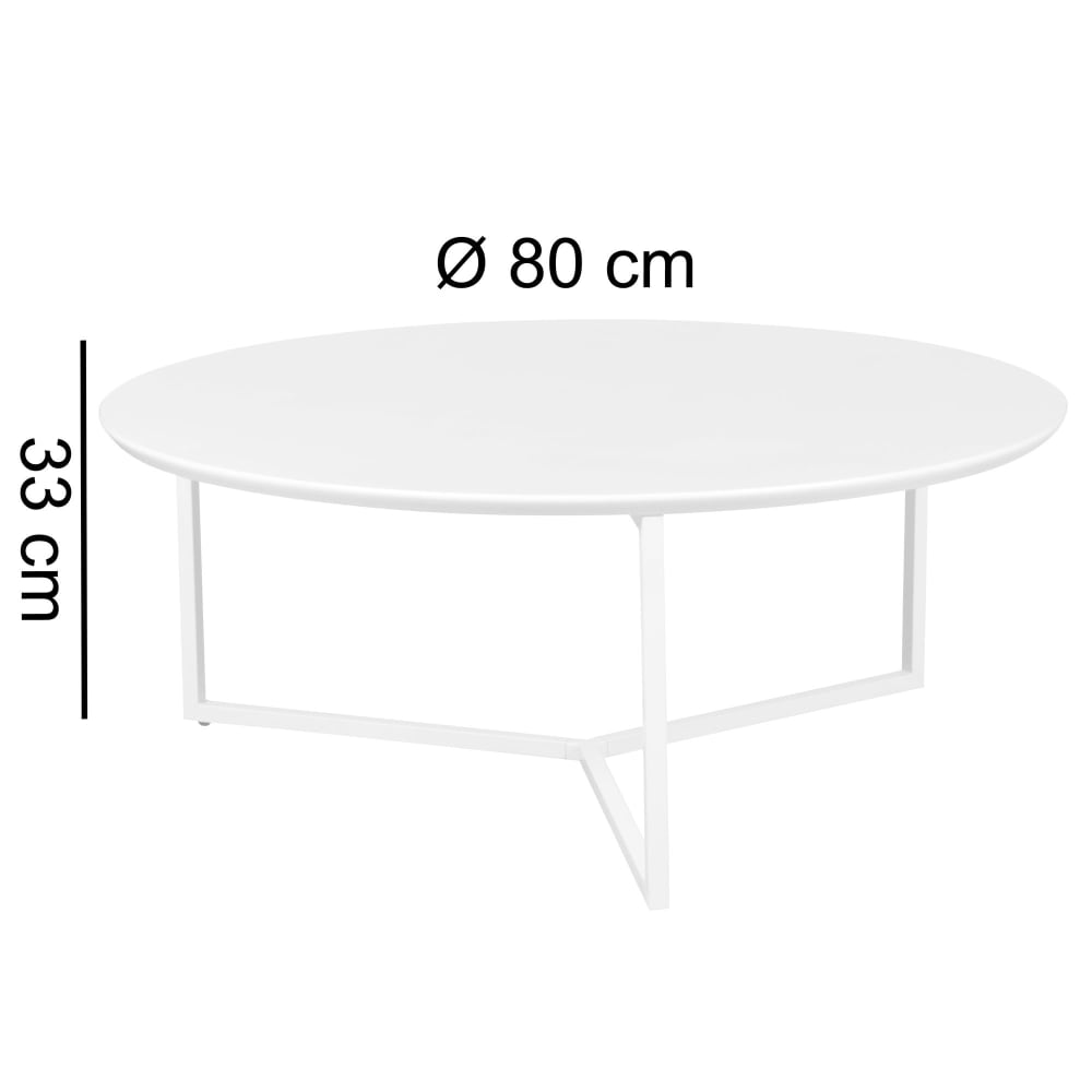 Couchtisch rund 88 cm aus MDF, Weiß