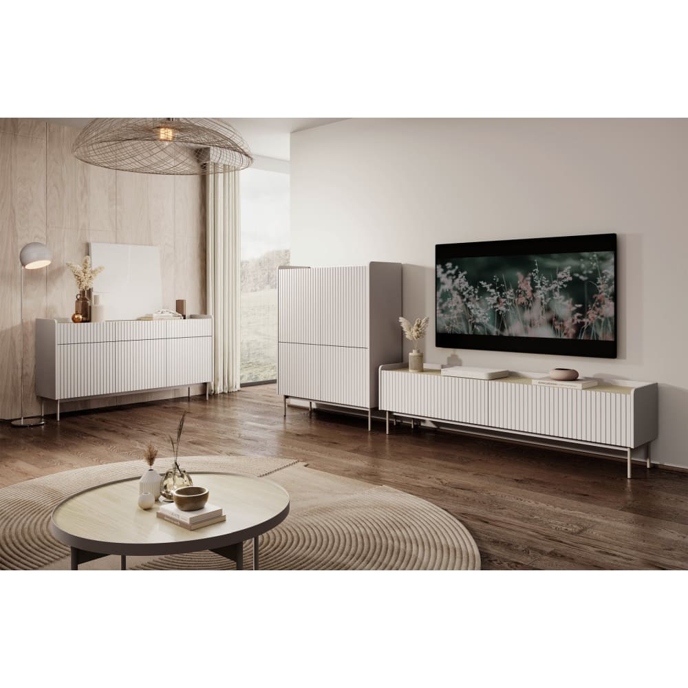 DMEX Lowboard BELFORT, TV Möbel Lowboard Kefer massv 1 Tür 2