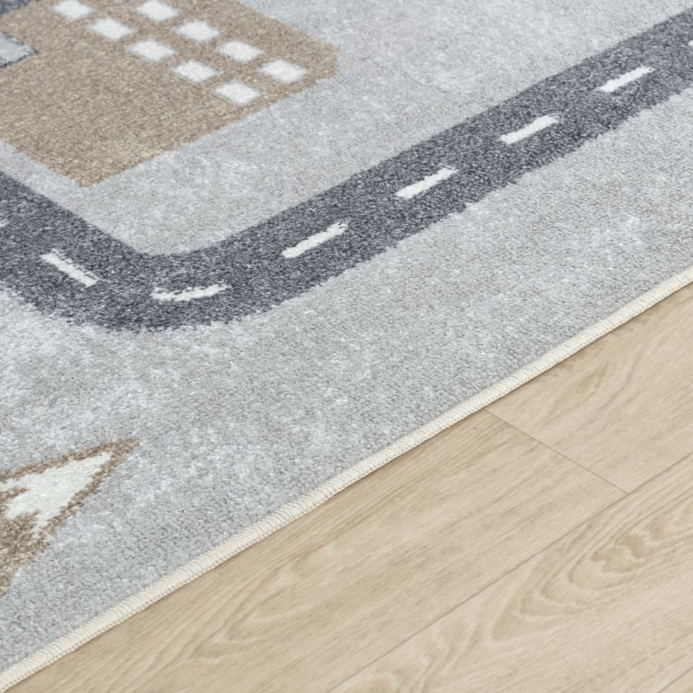 TT Home Tapis Enfant Chambre Route Voiture Maison - Design Moderne Bleu 140x200 Cm