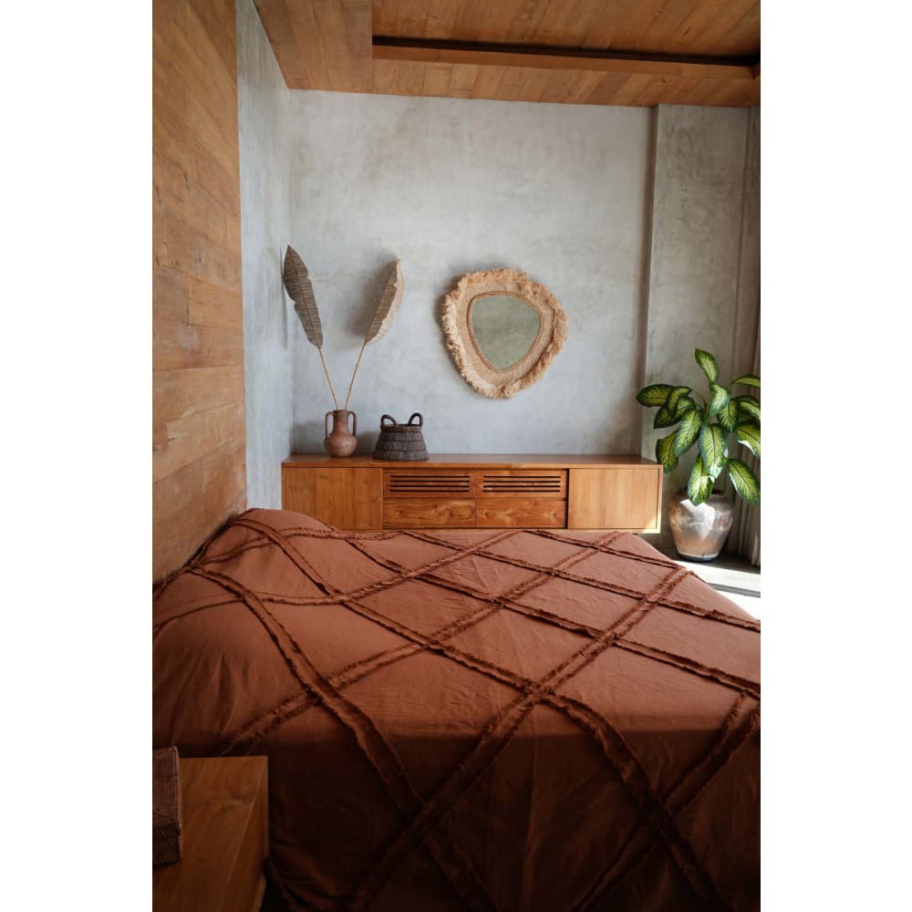 Salt Earth Bio-Baumwolle Überwurfdecke 274x274 Cm – Waffelmuster, GOTS-zertifiziert, Für Couch & Bett, Alle Jahreszeiten