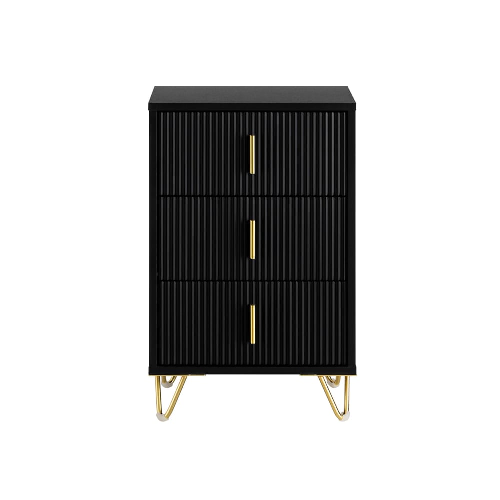 Table de Chevet Bois, Table de Nuit en Rotin avec Tiroir, 4 Pieds en Pin, Chevet de Lit Cannage pour Chambre, Salon 48 x 40 x 58 cm (1,Noir
