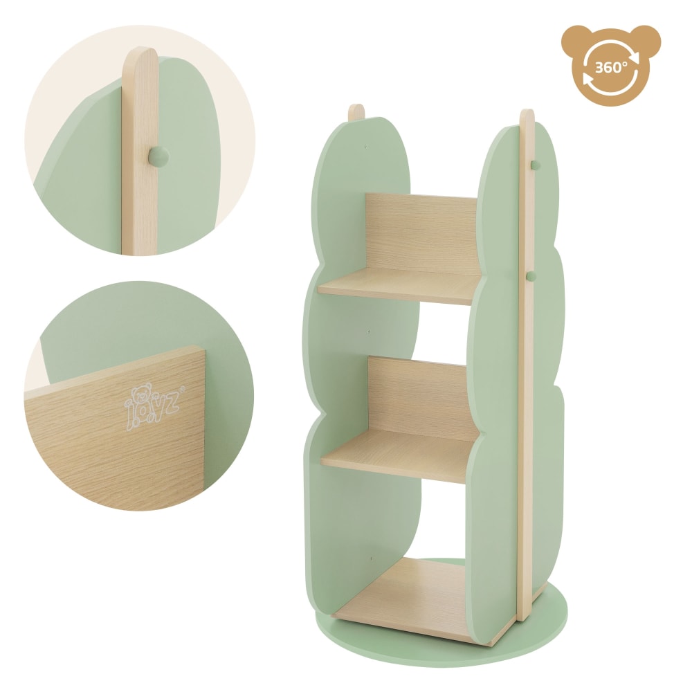 Libreria girevole a 360 gradi, scaffale angolare in legno, per libreria, per camera da letto, cameretta dei bambini, soggiorno, bianco (B, 5 livelli