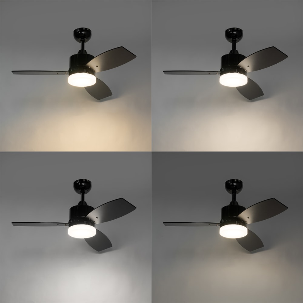 Ventilateur sans fil avec télécommande, ventilateur de plafond E27 à intensité variable pour cuisine, salle de bain, garage, salle à outils, noir | Leroy Merlin