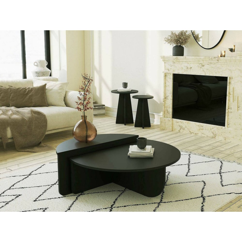 Wohnzimmertisch Holzeffekt schwarz 90x90 cm Azim