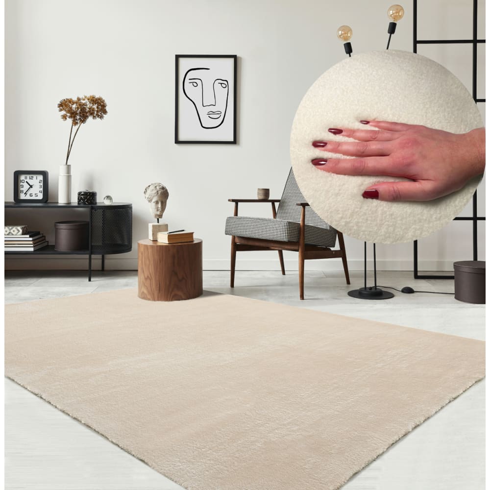 Teppich, waschbar und Anti-Rutsch, Uni-Farben, Beige, 300 x 400 cm Relax