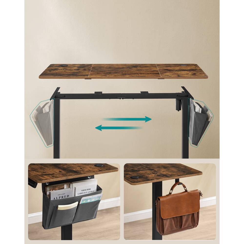 Bureau assis-debout électrique réglable 100 x 60 x 73-122 cm avec tiroirs ergonomique et gestion des câbles style rustique en bois d'ingénierie noir 20_0010833 - La Poste Bureau assis-debout électrique réglable 100 x 60 x 73-122 cm avec tiroirs ergonomique et gestion des câbles style rustique en bois d'ingénierie noir 20_0010833 - La Poste