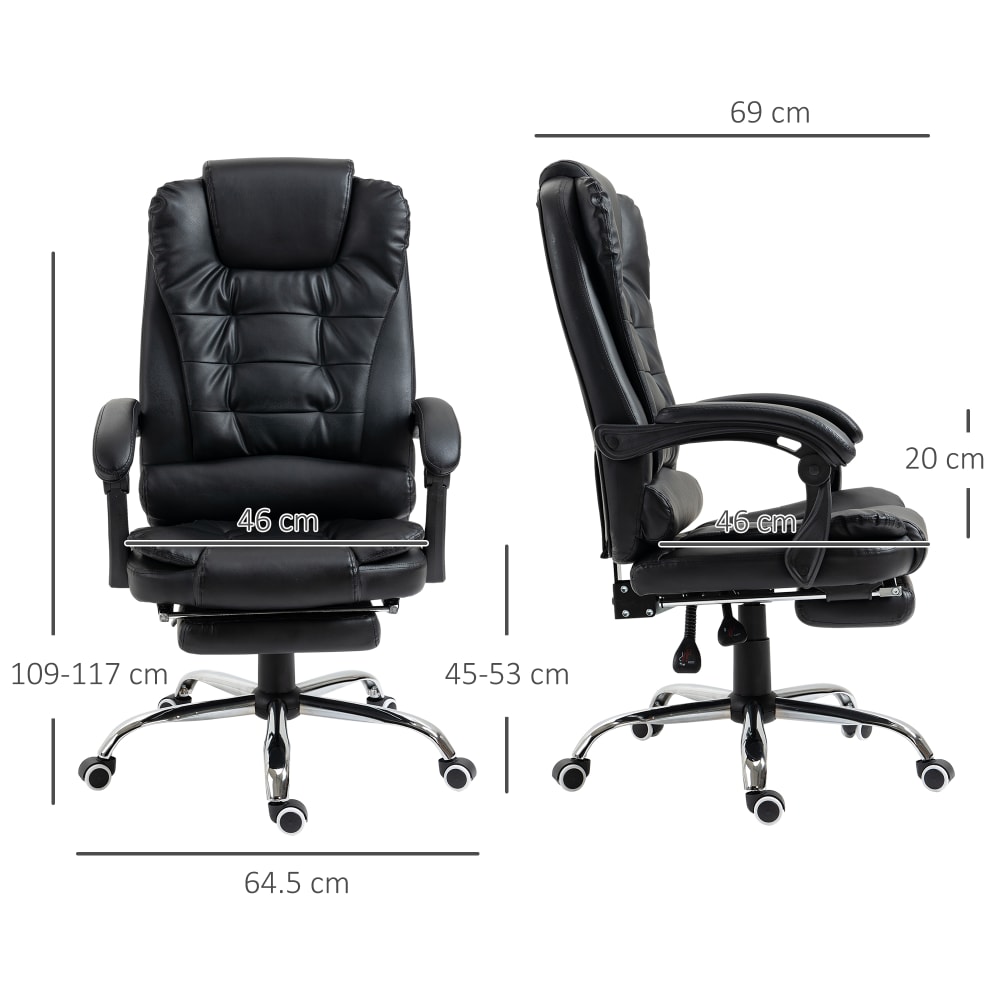 HOMCOM Sedia Ufficio Girevole In Pelle PU – Marrone Scuro, Regolabile In Altezza, Portata 150 Kg - 3