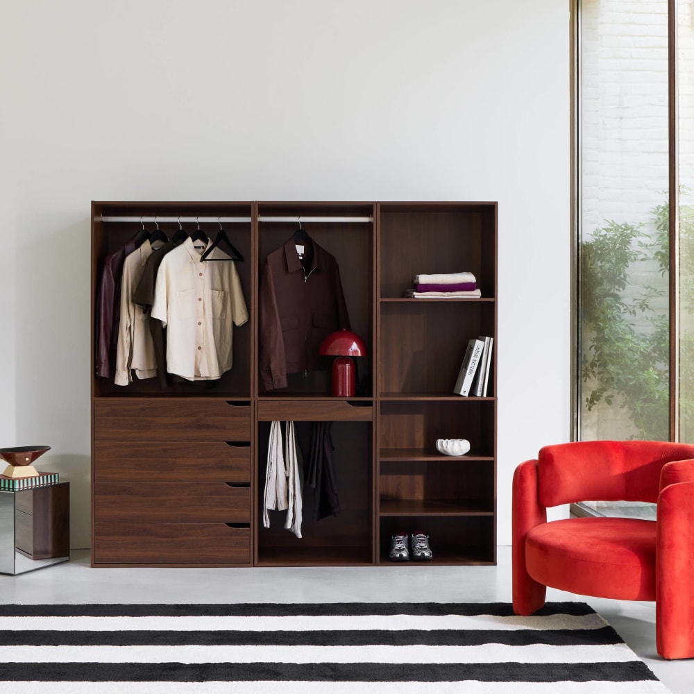 Kleiderschrank-Set mit 3 Elementen nussbaumfarben Nepal