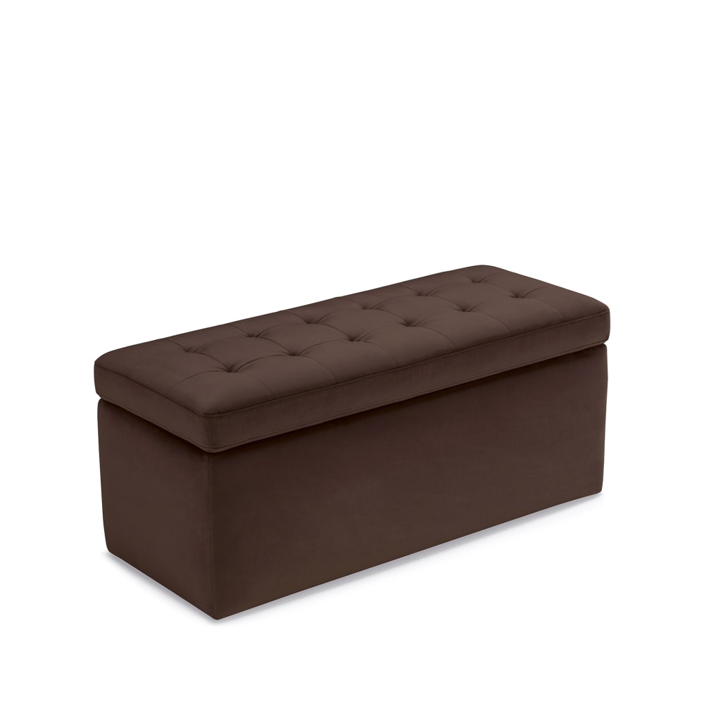 HomePop Theodore Channel Tufted - Pouf piccolo, in ecopelle, colore: Marrone