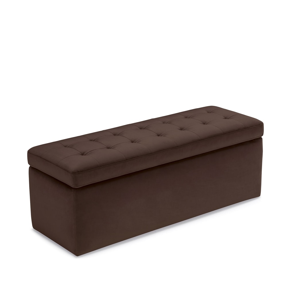 ISTANBUL - Cassapanca ottomana con contenitore da 42L. Panca fondoletto pouf in tessuto con seduta imbottita e piedi in legno di pino | Leroy Merlin