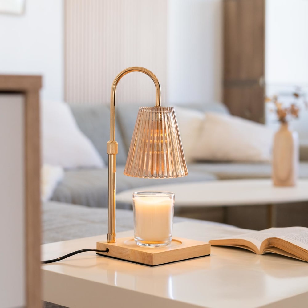 Chauffe-bougie Avec Minuterie LEIDIMUS - Dimmable, Hauteur Réglable, Compatible Pots Yankee Candle, Or Champagne - 6