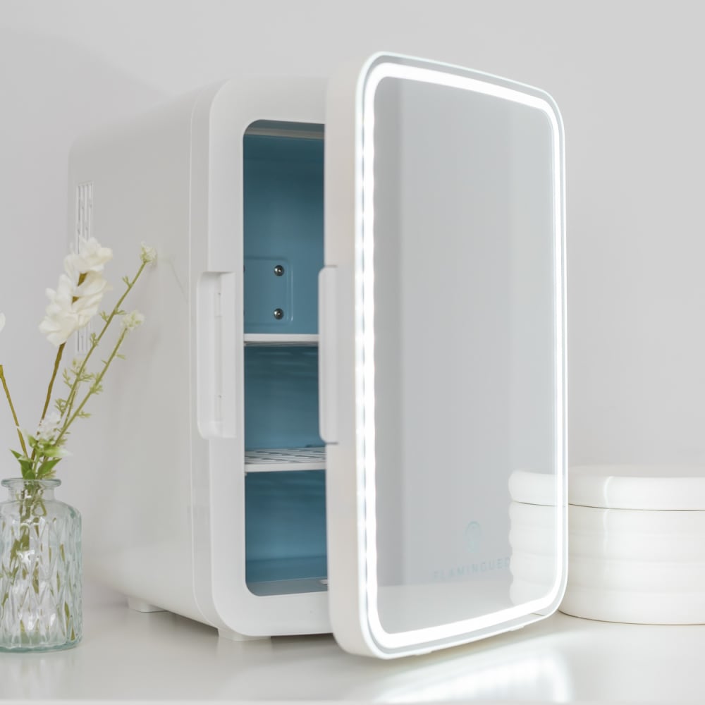 Flamingueo Mini Frigo 10L - Frigo Cosmetique, Petit Frigo 12V-220V, Fonction Chaud et Froid
