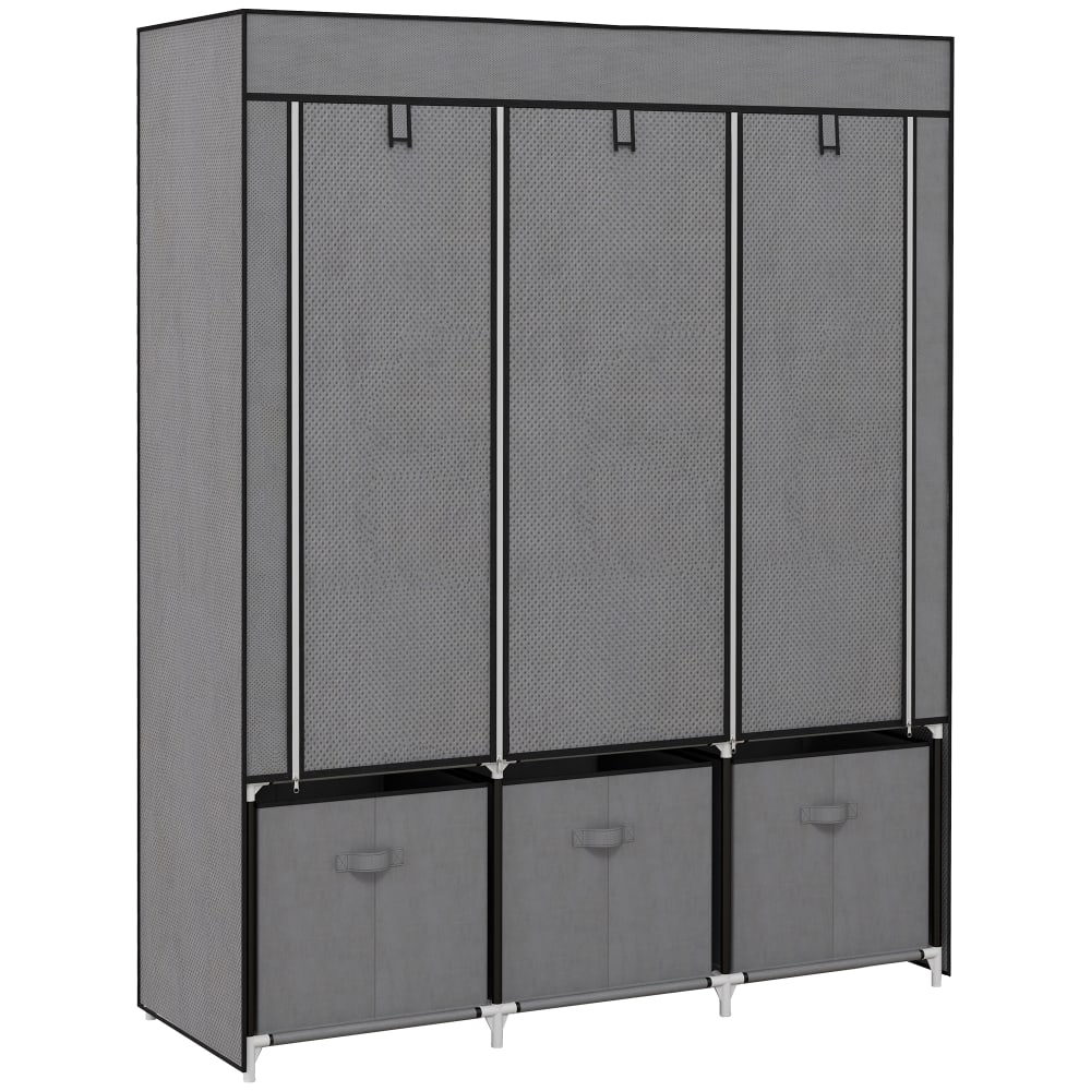 Kleiderschrank faltbar,5 Fächer,2 Stangen,3 Schubladen,Grau Homcom