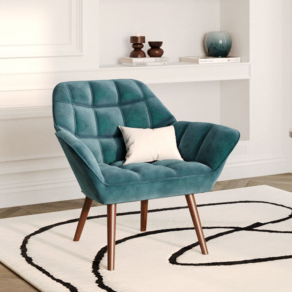 Fauteuil de salon Habitat et Jardin Fauteuil Kiss - Velours - Bleu