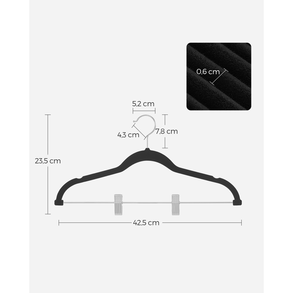 Lot De 15 Cintres Antidérapants Pour Pantalons Et Jeans 35 Cm - Noir, Robuste Et Pratique