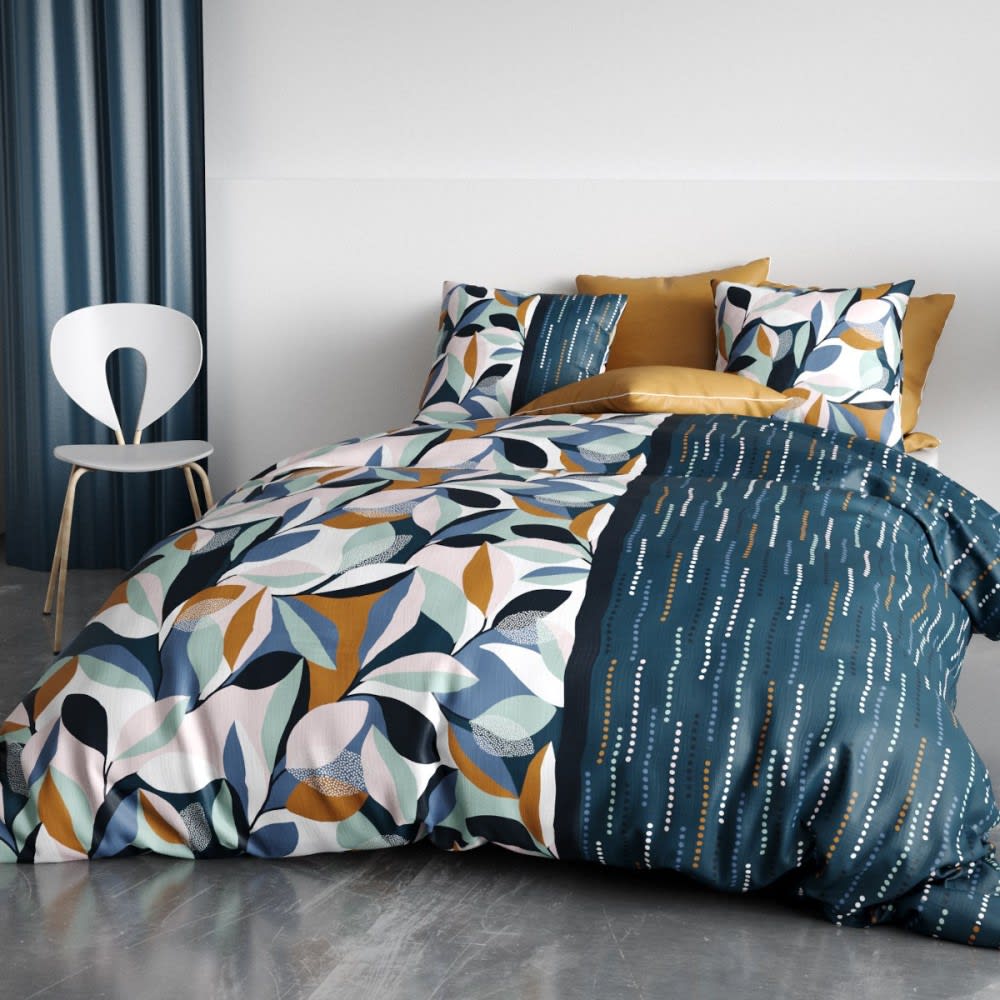 Housse de couette 240x220cm et 2 taies d'oreiller 60x60cm en coton - Myosotis | Fabrique de Styles
