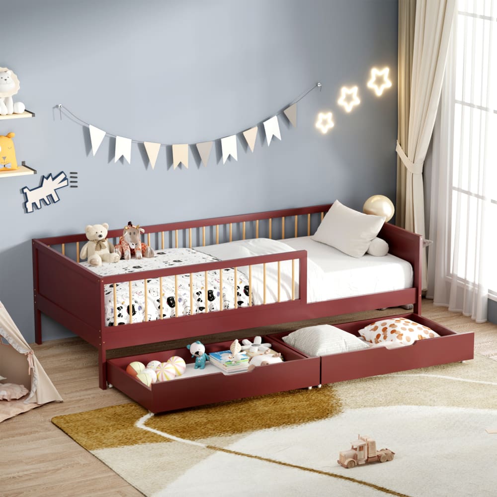 2er Set Schubladen terracotta Aufbewahrung unter Bett 190x90cm Holz |  Maisons du Monde