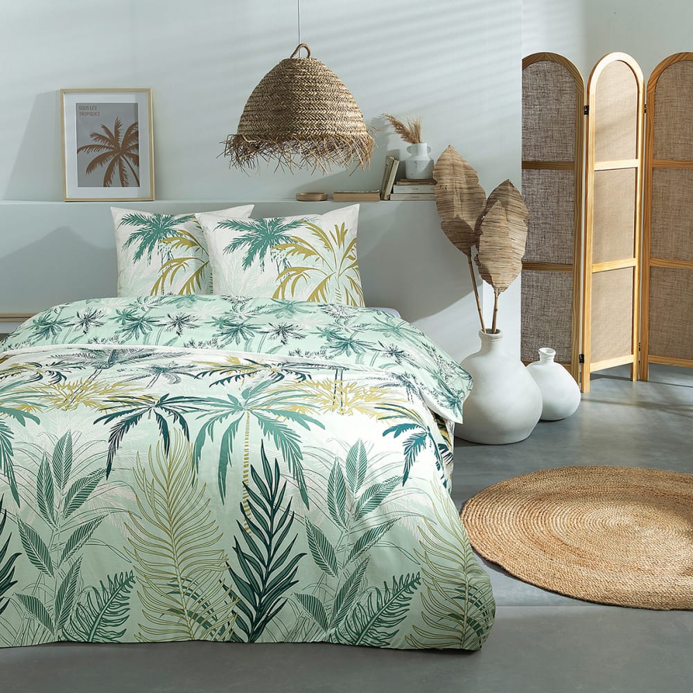 Housse De Couette 140x200 Cm Motif Plage Coucher Soleil 3D - Microfibre Douce - Réversible Avec 1 Taie D'oreiller