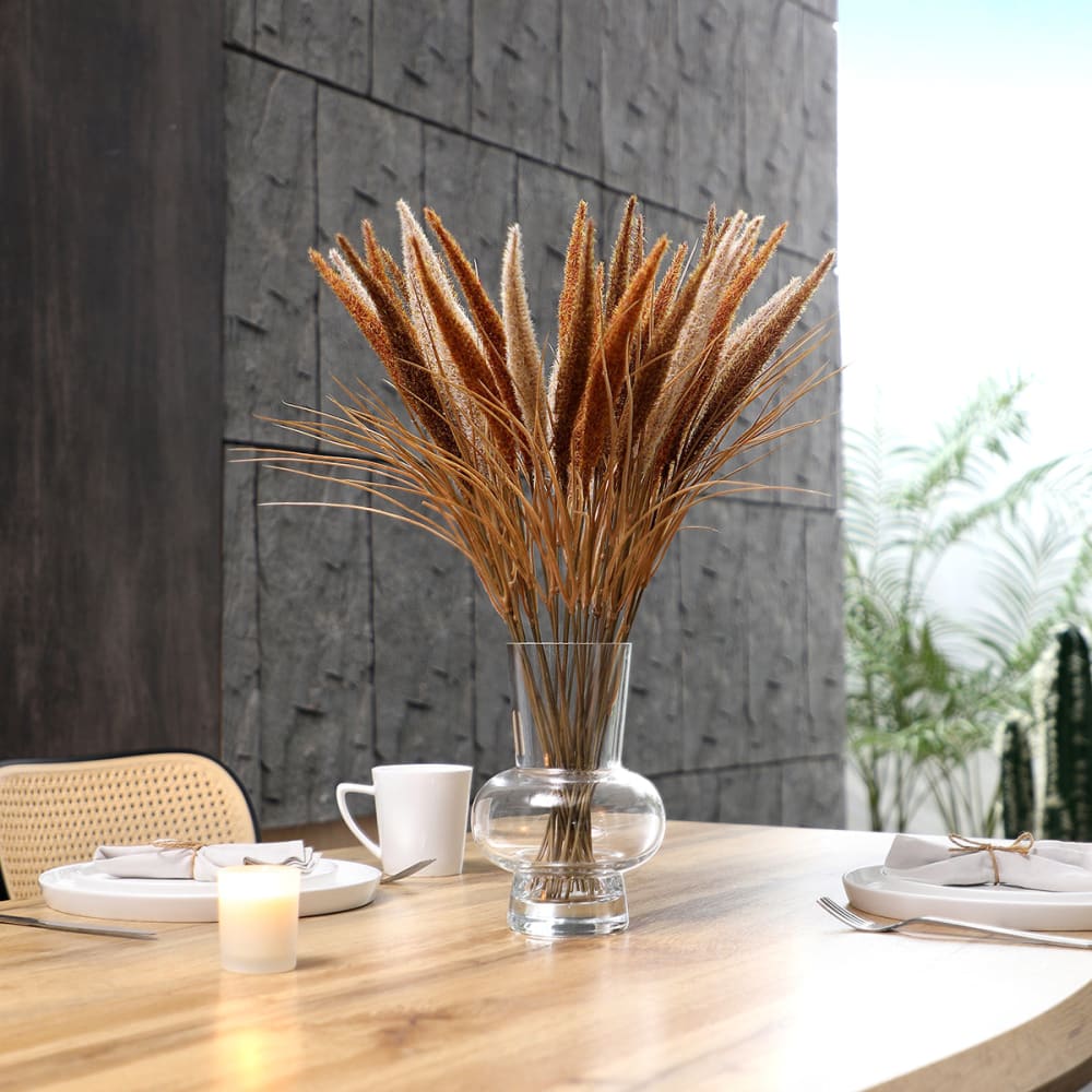 Lot de 100 herbes de la pampa avec vase, fleurs artificielles dans un