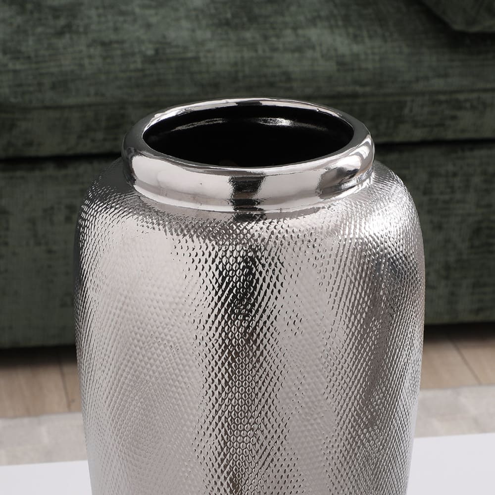 Vaso ovale rustico in ceramica KOTUKO, sfumatura di colore, bianco