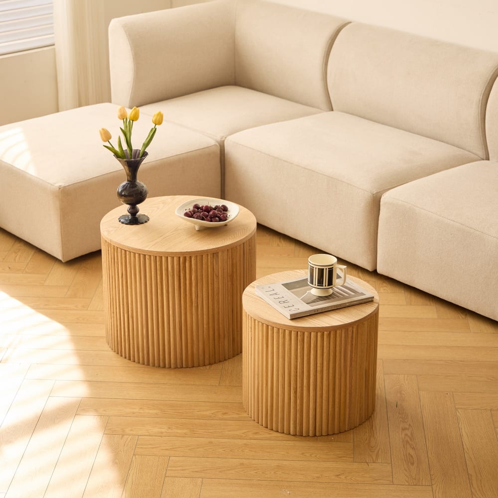 Couchtisch (2er Set) mit Stauraum aus Holz Braun